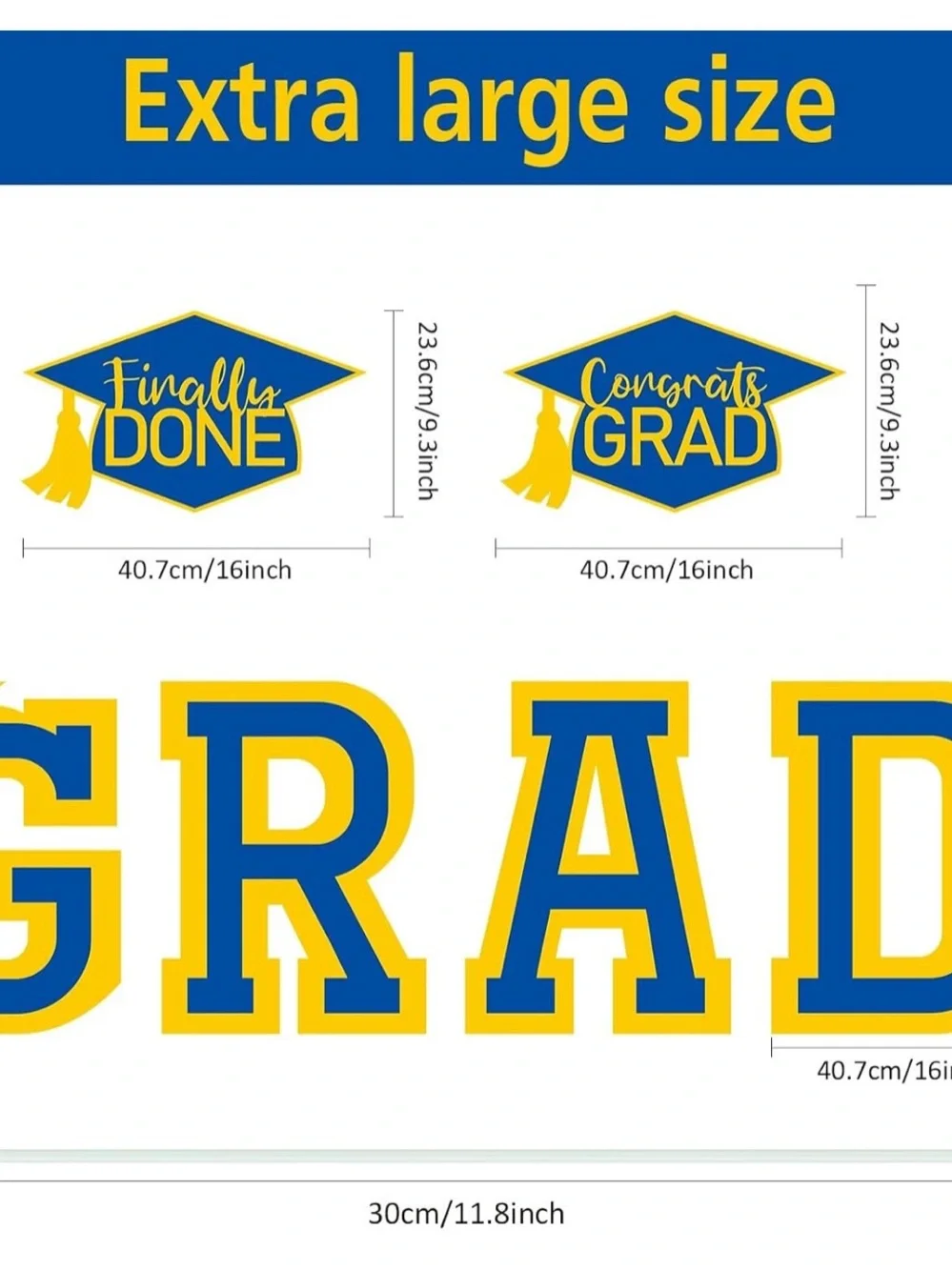 Graduation Yard Sign Set - Blue & Yellow 2026 GRAD